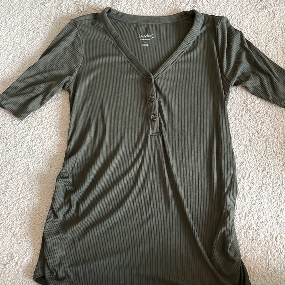 Ingrid & Isabel elbow sleeve v-neck maternity Henley.